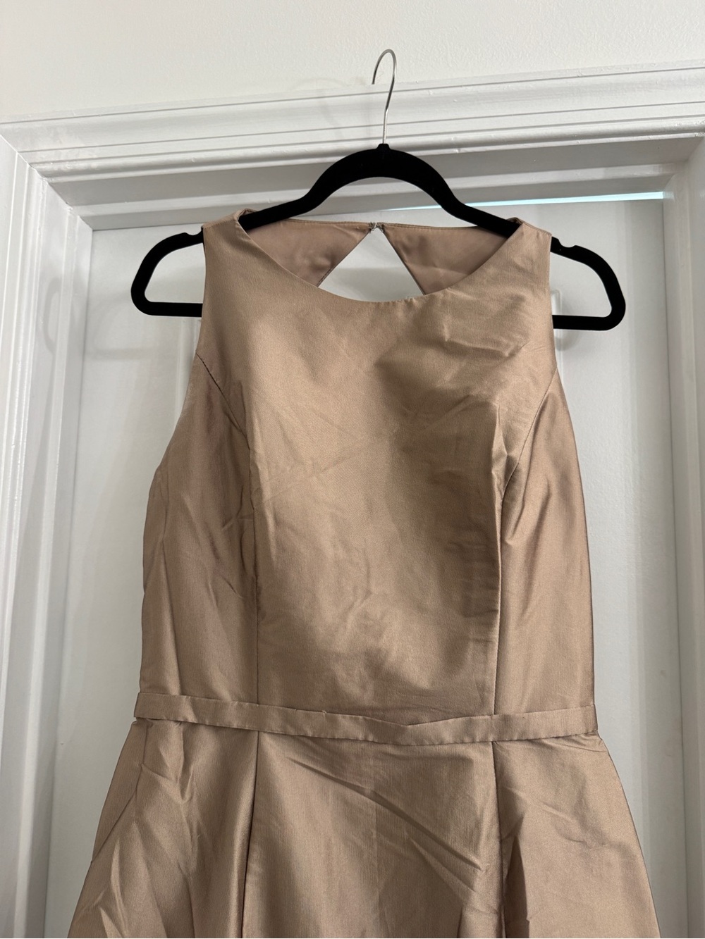 Monique Lhuillier Sleeveless Tan Fit-and-Flare Prom Dress